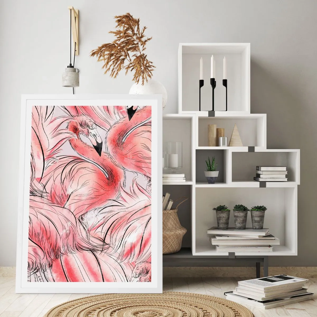 Póster en marco blanco - Ballet de aves - 30x40 cm