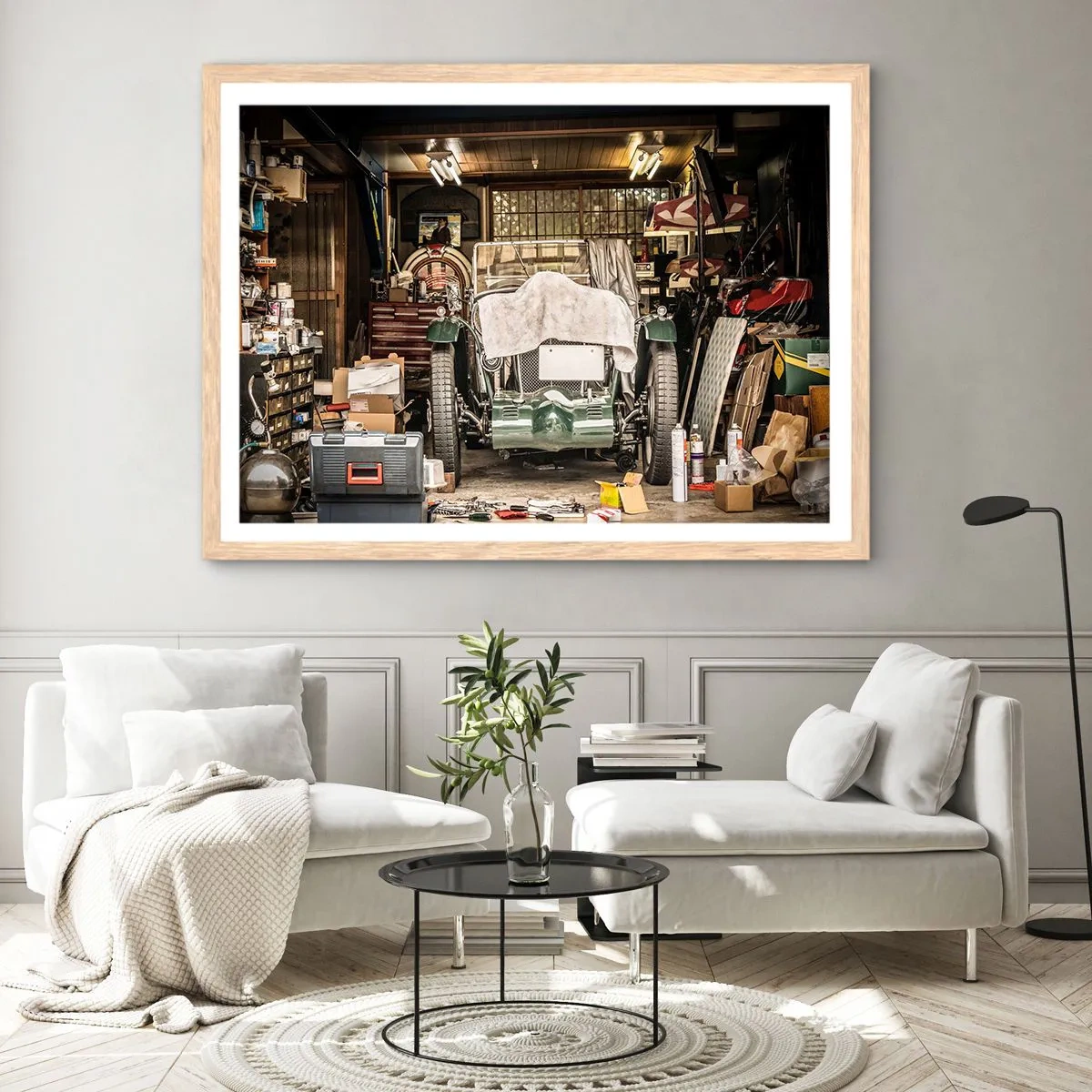 Póster en marco roble claro - Volver al pasado - 100x70 cm