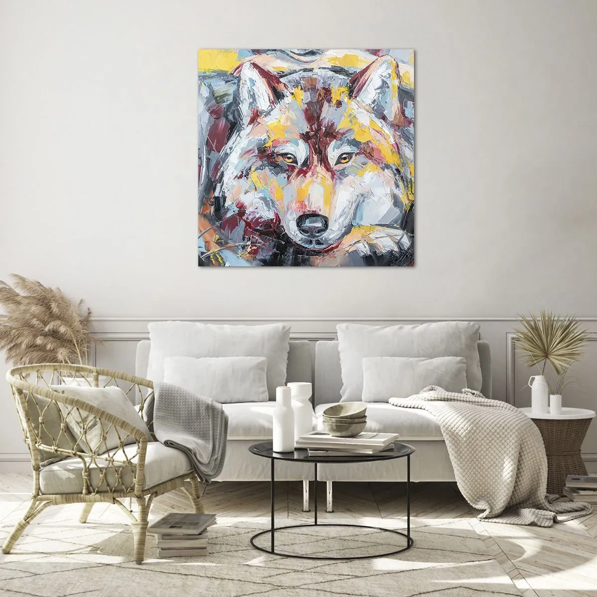 Cuadro sobre vidrio - Impresiones sobre Vidrio - Pinceladas de lobo - 70x70 cm