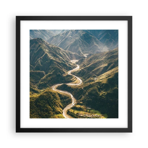 Póster en marco negro - Directamente desde el corazón de las montañas - 40x40 cm