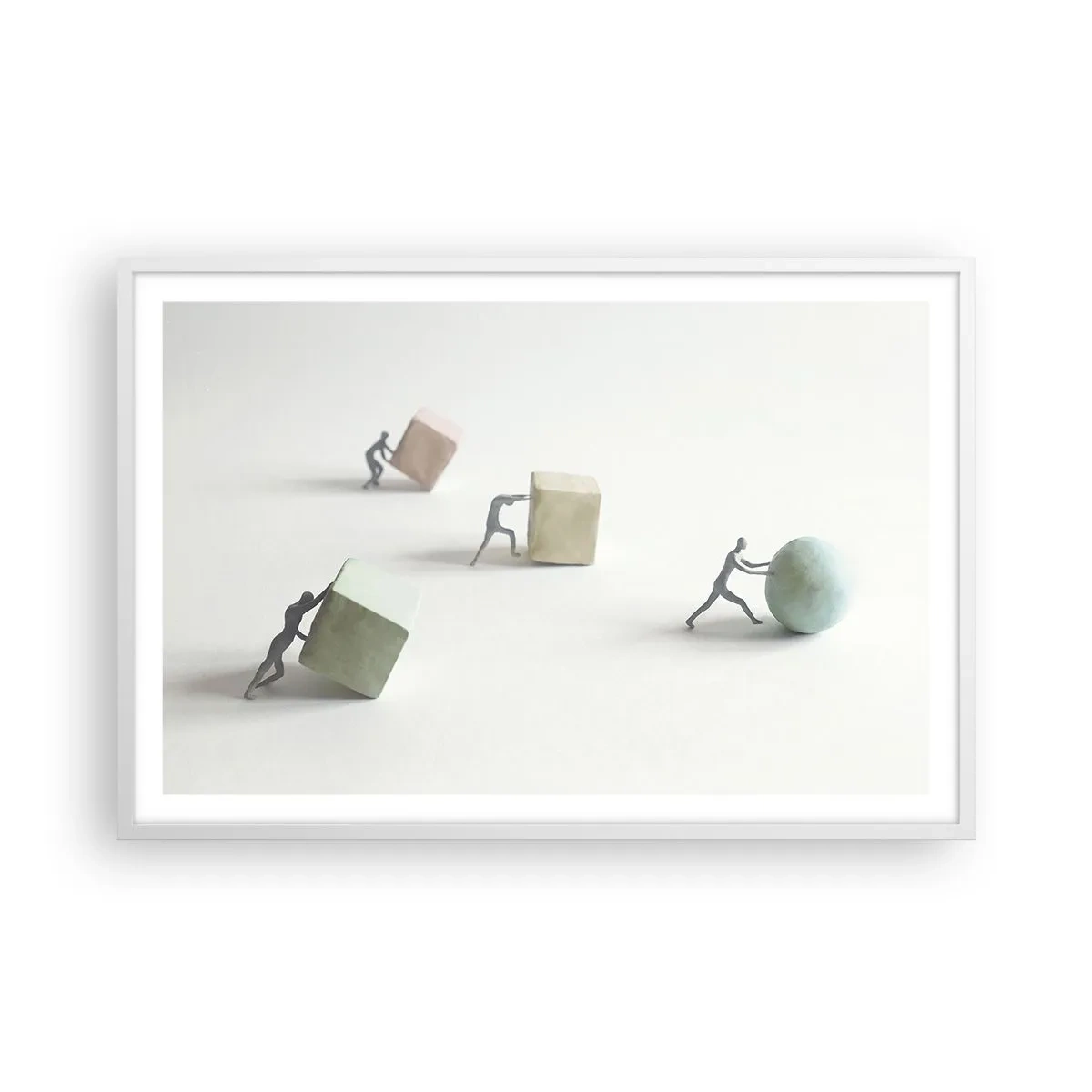 Póster en marco blanco - El avance de la geometría - 91x61 cm