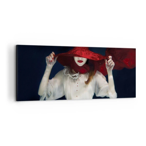 Cuadro sobre lienzo - Impresión de Imagen - Blanco y rojo - 100x40 cm