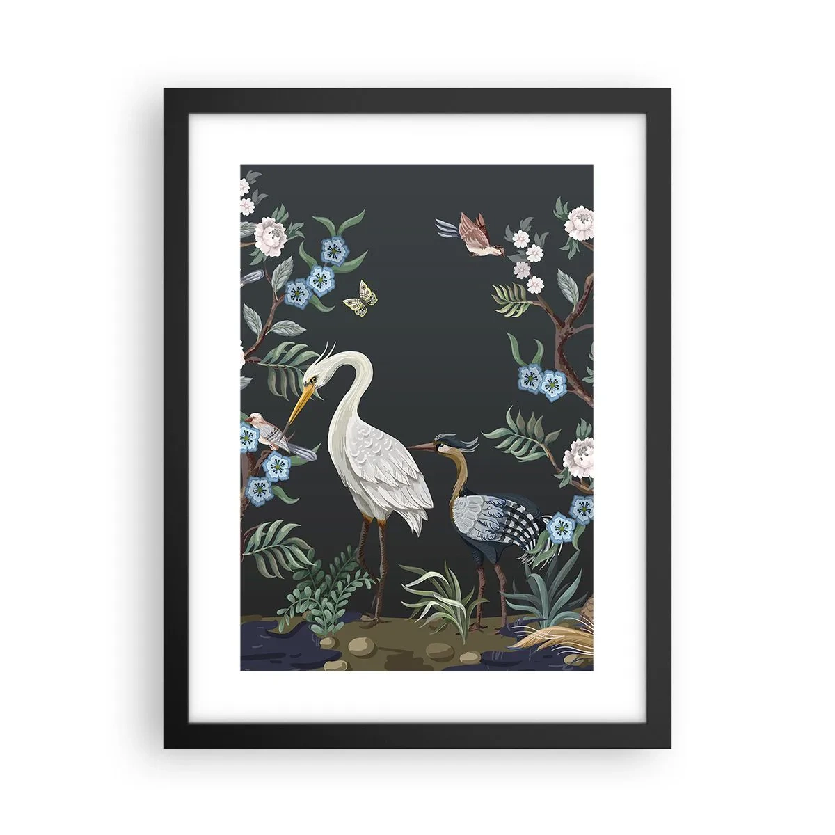 Póster en marco negro - Desfile de aves - 30x40 cm