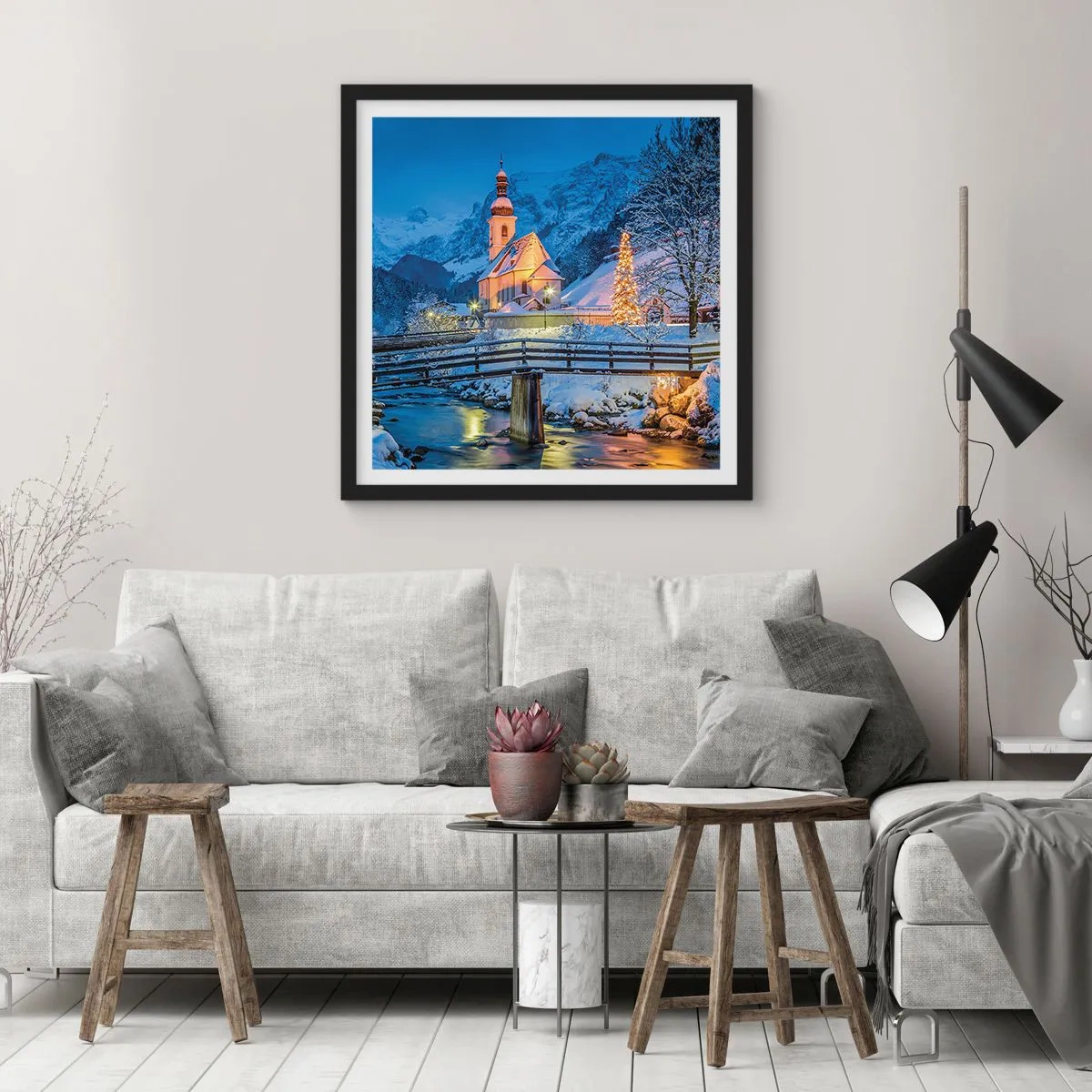 Póster en marco negro - El espíritu de la Navidad - 60x60 cm