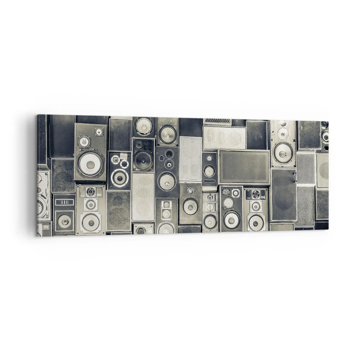 Cuadro sobre lienzo - Impresión de Imagen - Colección de altavoces de estilo retro - 140x50cm - Y todo fluye - Decoración de pared moderna para salón y dormitorio ARTTOR
