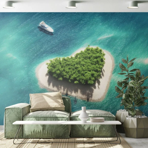 Fotomural Standard Eco - Me encanta el verano - Paisaje, Isla en el océano, Yate - 150x105 cm