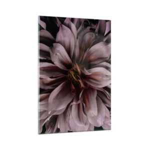 Cuadro sobre vidrio - Impresiones sobre Vidrio - Detalle de primer plano de una flor grande en colores sutiles. - 80x120cm - Corazón floral - Decoración de pared moderna para salón y dormitorio ARTTOR