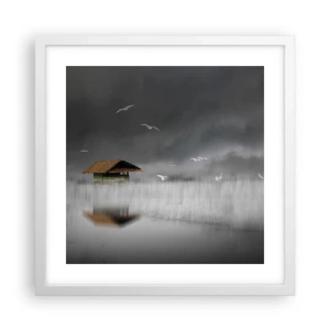 Póster en marco blanco - Resguardo de la lluvia - 40x40 cm