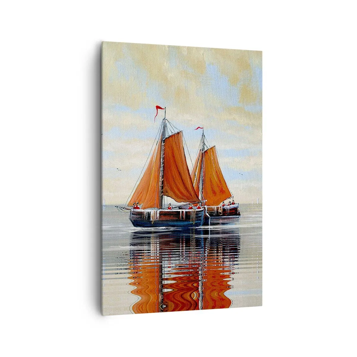 Cuadro sobre lienzo - Impresión de Imagen - Veleros de dos mástiles en aguas tranquilas - 80x120cm - Navega, marinero.... - Decoración de pared moderna para salón y dormitorio ARTTOR
