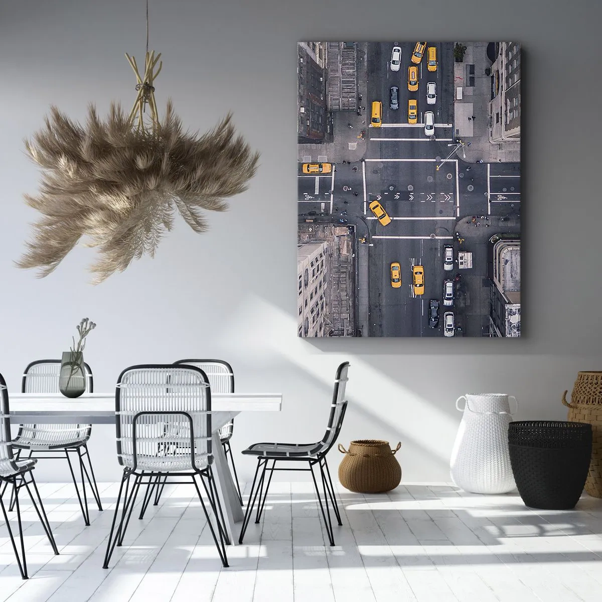 Cuadro sobre lienzo - Impresión de Imagen - Vista aérea de una calle concurrida de la ciudad - 50x70cm - Una simple elección - Decoración de pared moderna para salón y dormitorio ARTTOR