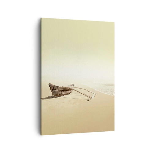 Cuadro sobre lienzo - Impresión de Imagen - Viejo barco pesquero en una playa de arena - 50x70cm - Un recuerdo de los mares del sur - Decoración de pared moderna para salón y dormitorio ARTTOR