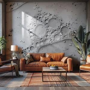 Fotomural Premium Sand - Patrón de burbujas moderno en tonos grises - 100x70cm - Rastro espumoso - Decoración de pared moderna para salón y dormitorio ARTTOR