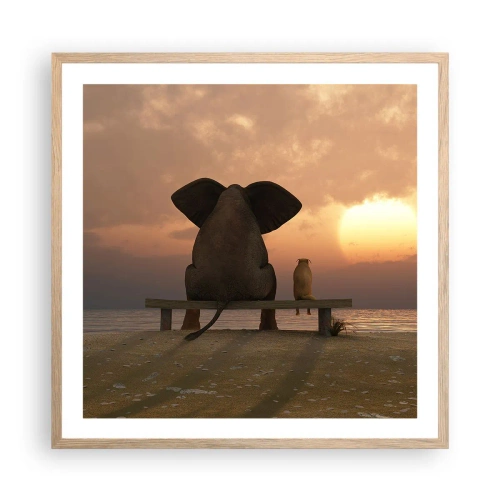 Póster en marco roble claro - Es bueno estar en silencio juntos - 60x60 cm