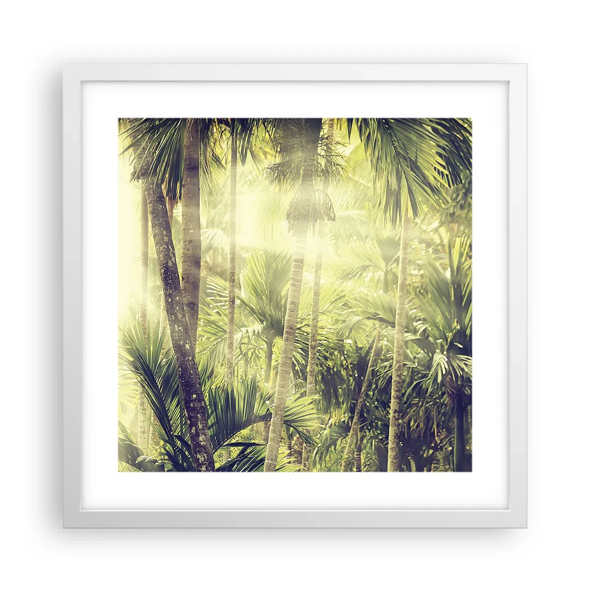 Póster en marco blanco - En el cálido verde - 40x40 cm