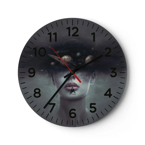 Reloj de pared - Reloj de vidrio - Y los planetas sienten... - 30x30 cm