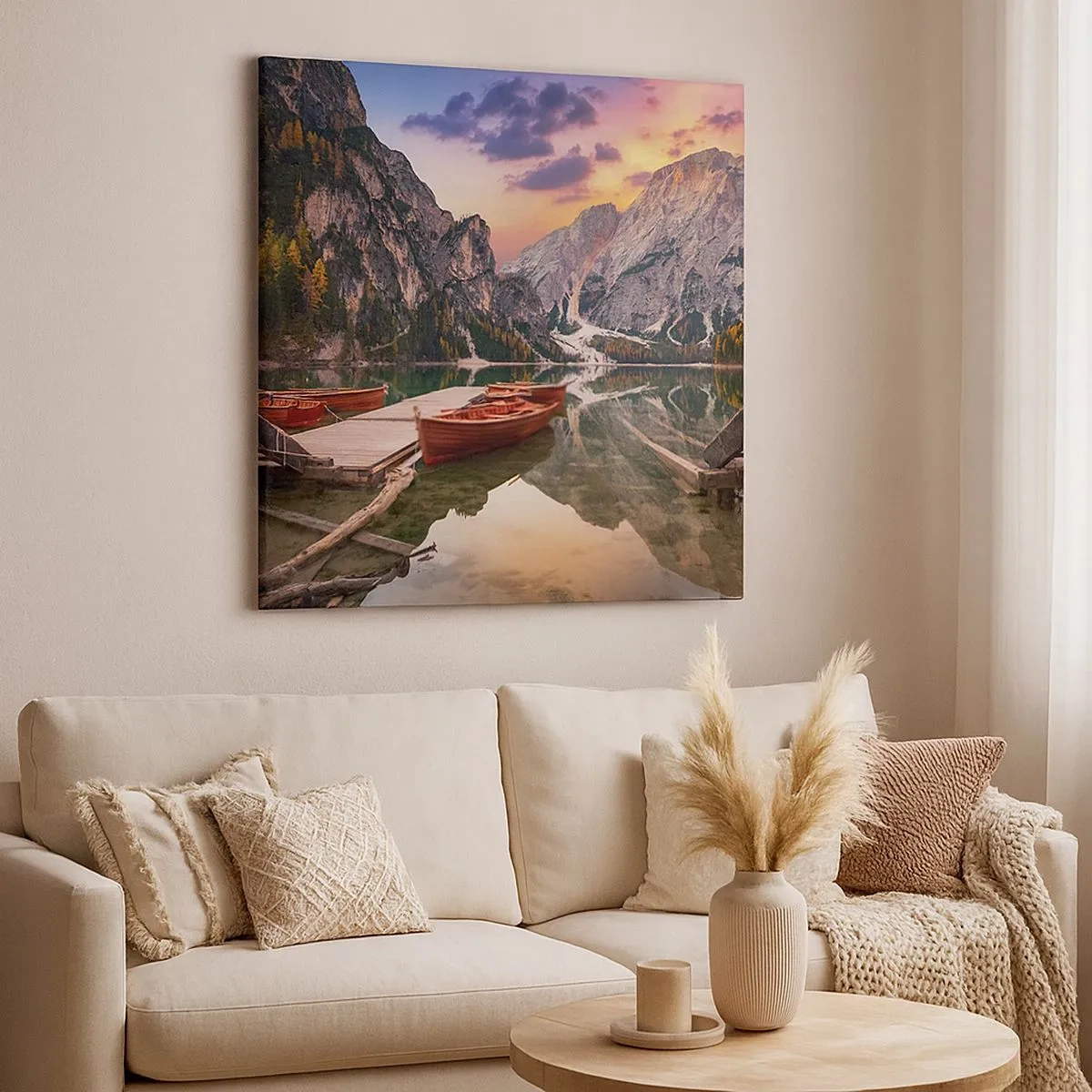 Cuadro sobre lienzo - Impresión de Imagen - Espejo entre montañas - 30x30 cm