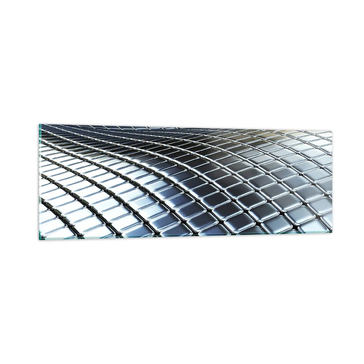 Cuadro sobre vidrio - Impresiones sobre Vidrio - Ola de plata - 90x30 cm