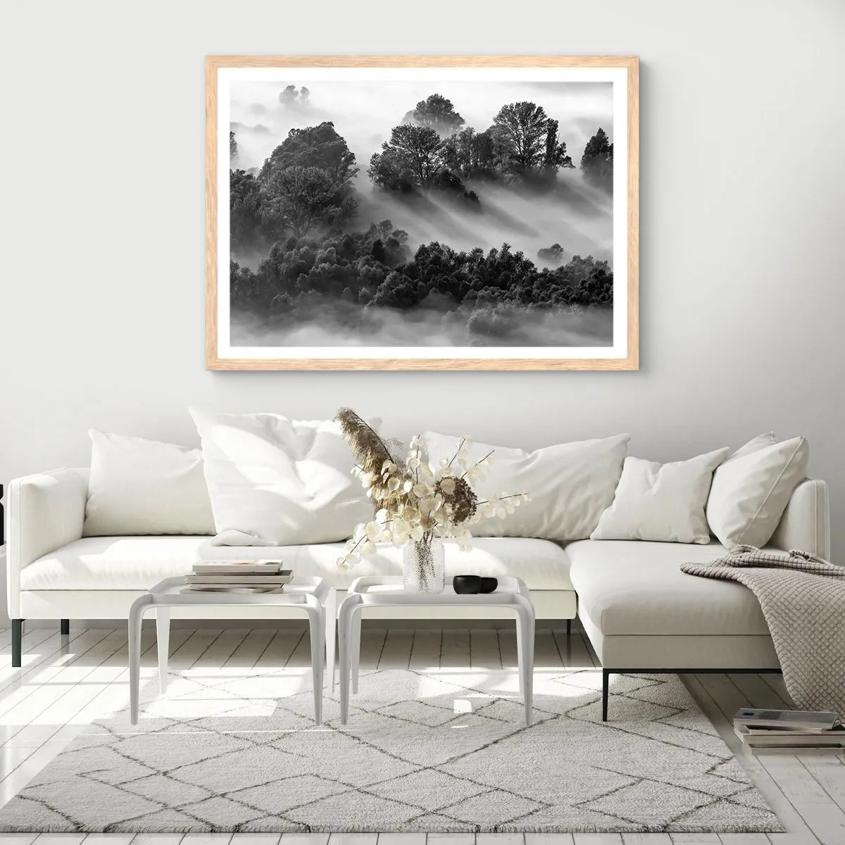 Póster en marco roble claro - Levantarse del sueño - 40x30 cm