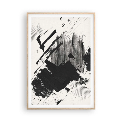 Póster en marco roble claro - Abstracción: la expresión del negro - 70x100 cm
