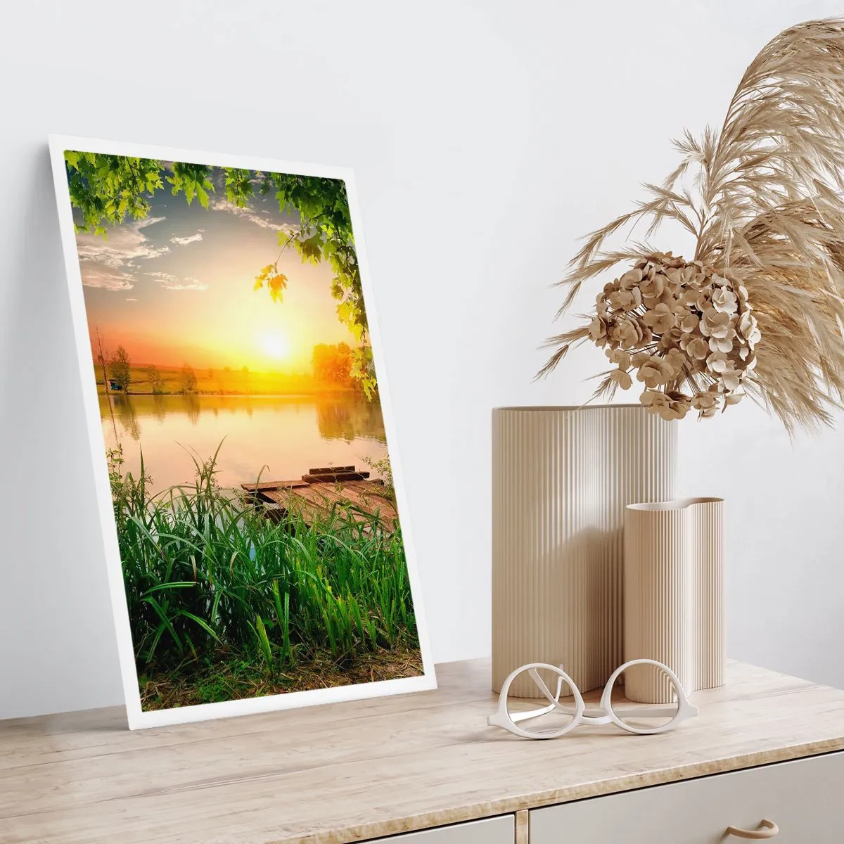 Póster - Paisaje en un marco verde - 70x100 cm