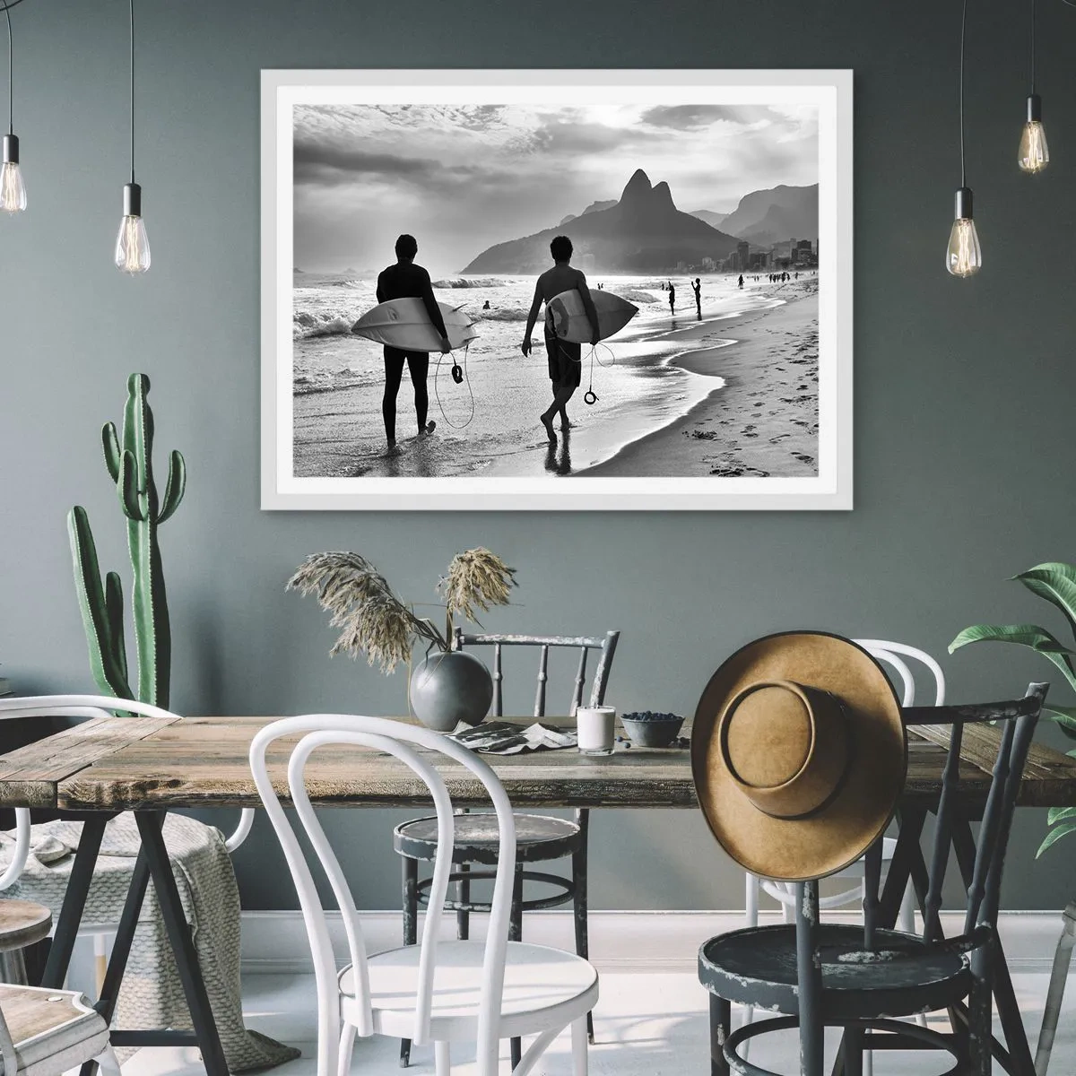 Póster en marco blanco - Samba para una ola - 100x70 cm