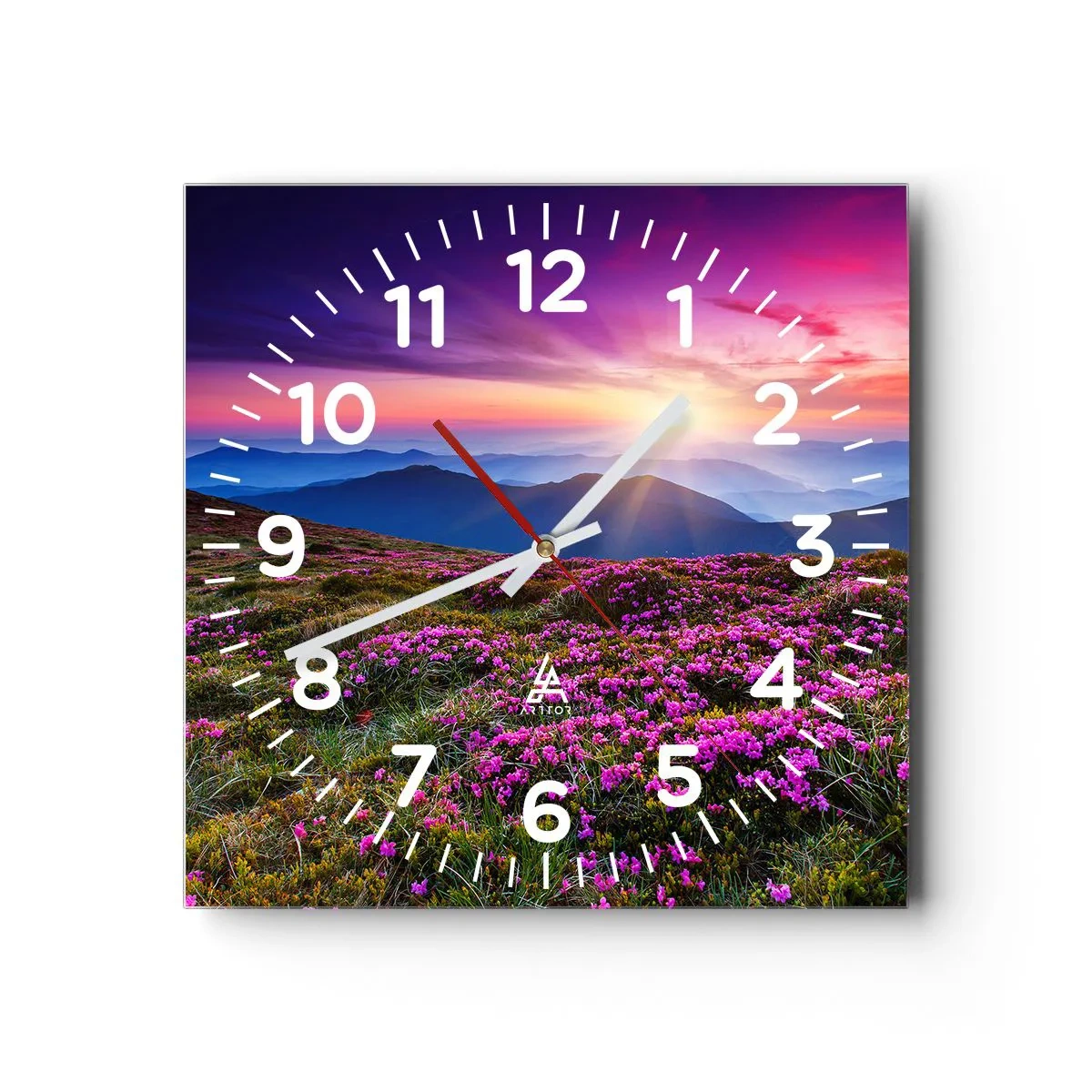 Reloj de pared - Reloj de vidrio - Dulce aroma a frescura - 40x40 cm