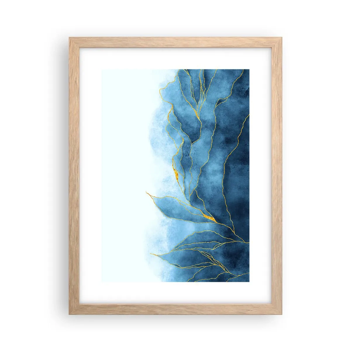 Póster en marco roble claro - Oro y azul - 30x40 cm