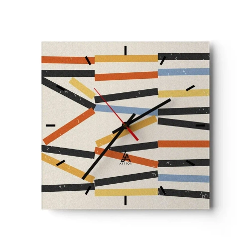 Reloj de pared - Reloj de vidrio - Composición horizontal - 40x40 cm