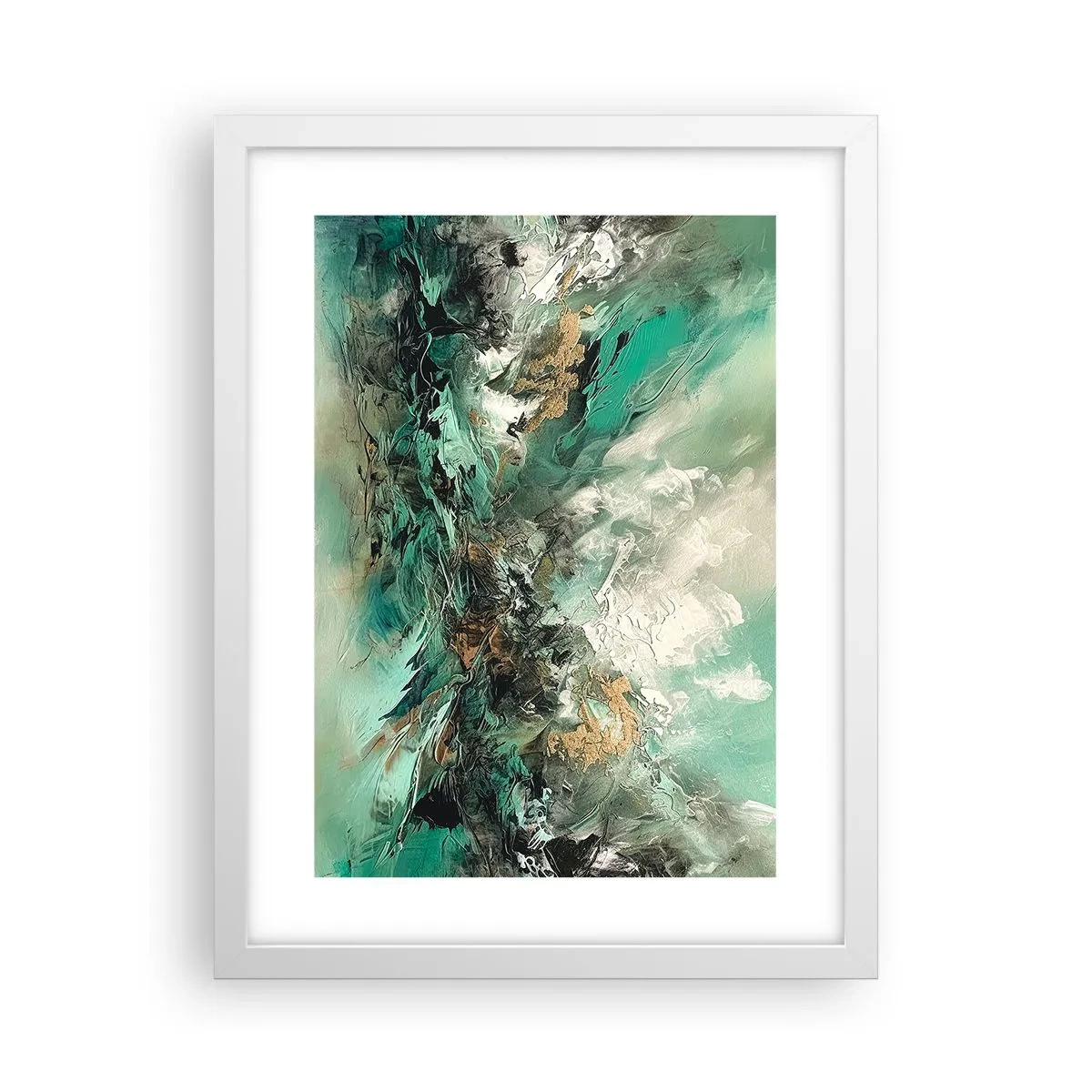 Póster en marco blanco - Hervor negro esmeralda - 30x40 cm