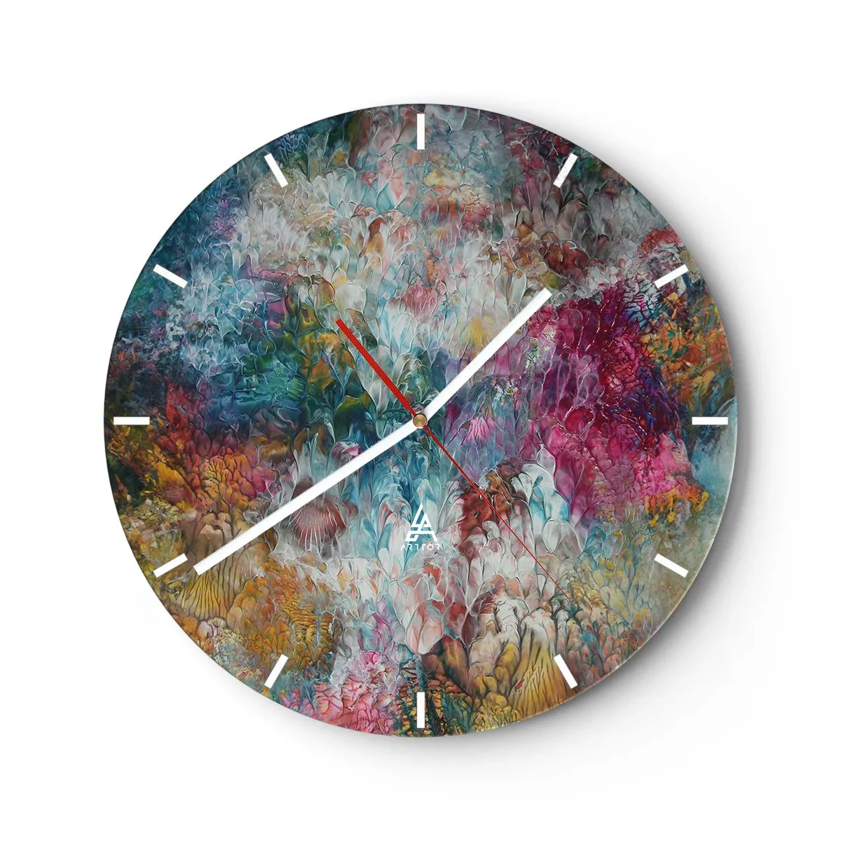Reloj de pared - Reloj de vidrio - En plena floración - 40x40 cm