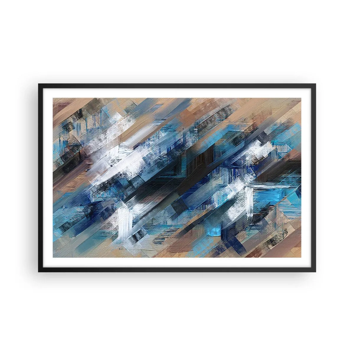 Póster en marco negro - En una inclinación azul - 91x61 cm