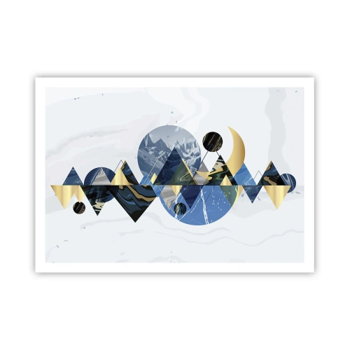 Póster - Patrones geométricos abstractos con motivos montañosos - 100x70cm - Paisaje geométrico - Decoración de pared moderna para salón y dormitorio ARTTOR