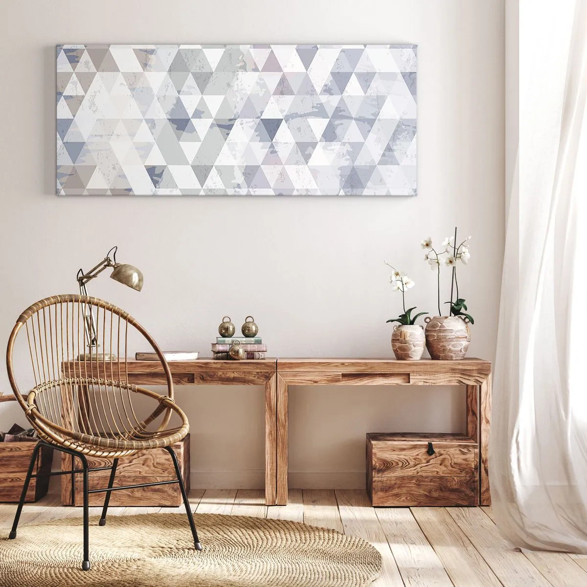 Cuadro sobre lienzo - Impresión de Imagen - A ritmo de triángulo - 100x40 cm