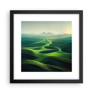 Póster en marco negro - Valles en tonos verdes - 30x30 cm