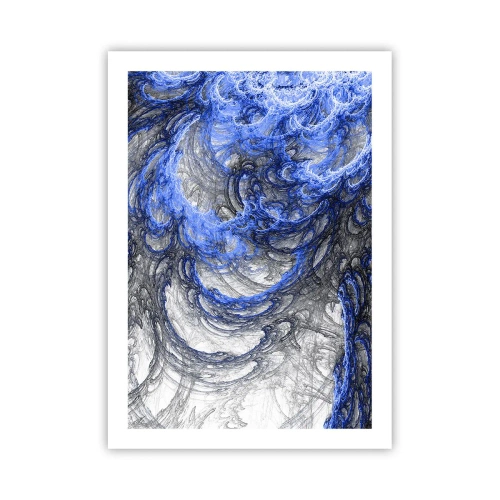 Póster - Ondas abstractas en tonos azules y grises - 50x70cm - El nacimiento de una ola - Decoración de pared moderna para salón y dormitorio ARTTOR