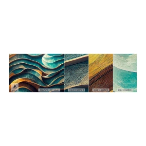 Muestra de fotomural Premium Sand - Meandros de azul - Ondas, Abstracción, Tridimensional - 100x30 cm