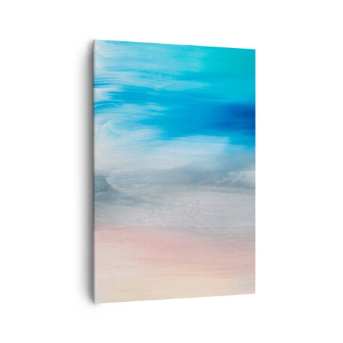 Cuadro sobre lienzo - Impresión de Imagen - Pinceladas abstractas en tonos azules y rosas - 70x100cm - Elementos: aire - Decoración de pared moderna para salón y dormitorio ARTTOR