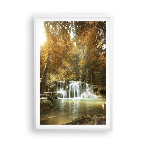 Póster en marco blanco - Una cascada en el parque - 61x91 cm