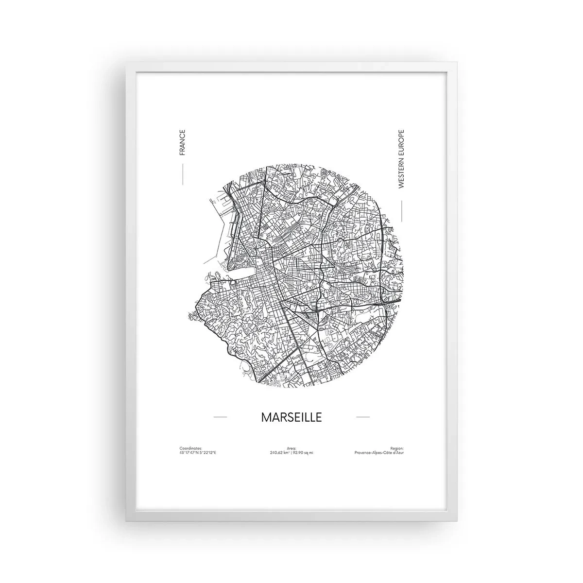 Póster en marco blanco - Anatomía de Marsella - 50x70 cm