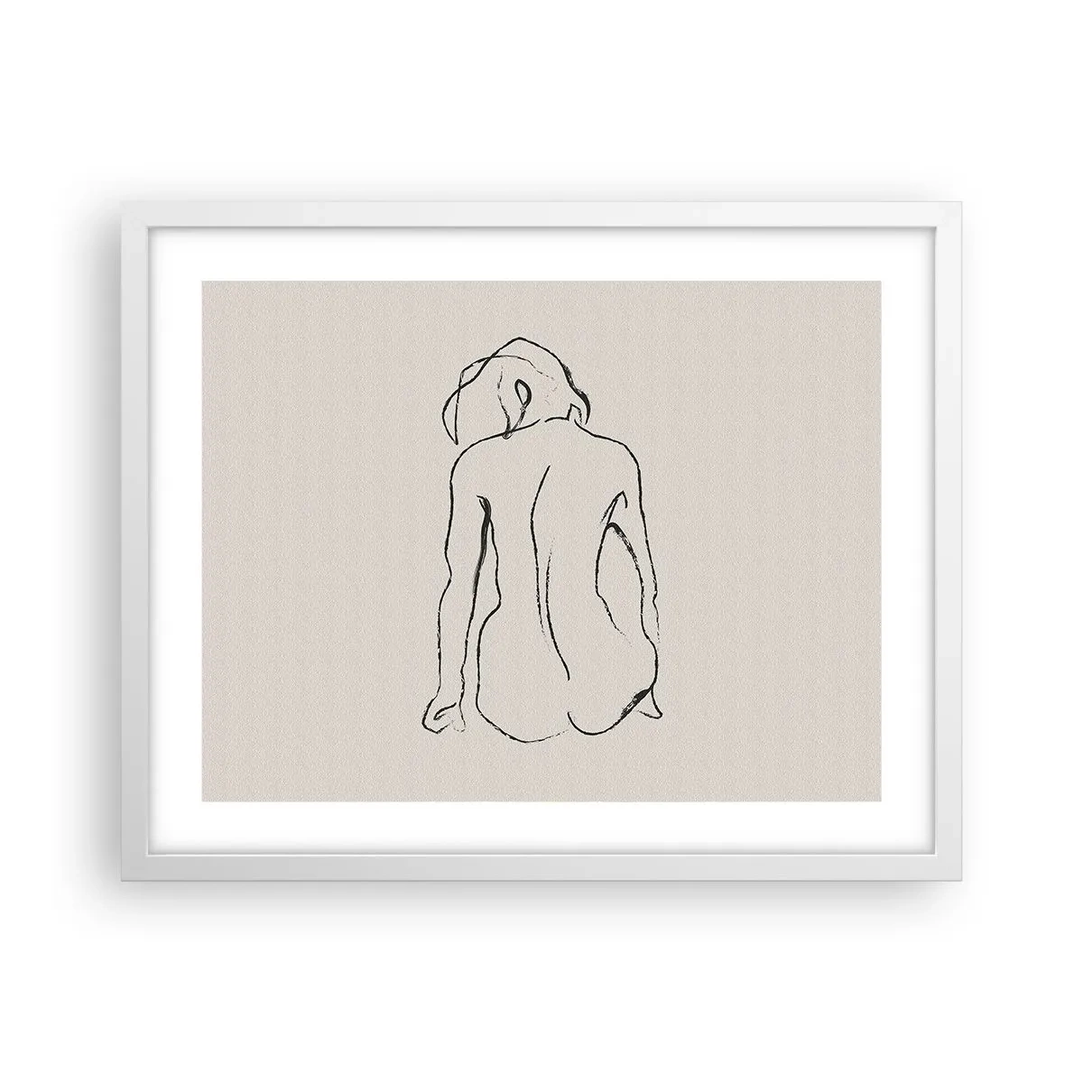 Póster en marco blanco - Esbozos de una espalada - 50x40 cm