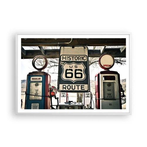 Póster en marco blanco - Un viaje retro americano - 100x70 cm