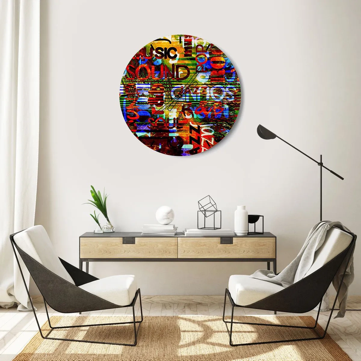 Reloj de pared - Reloj de vidrio - Todos los tonos del sonido - 30x30 cm