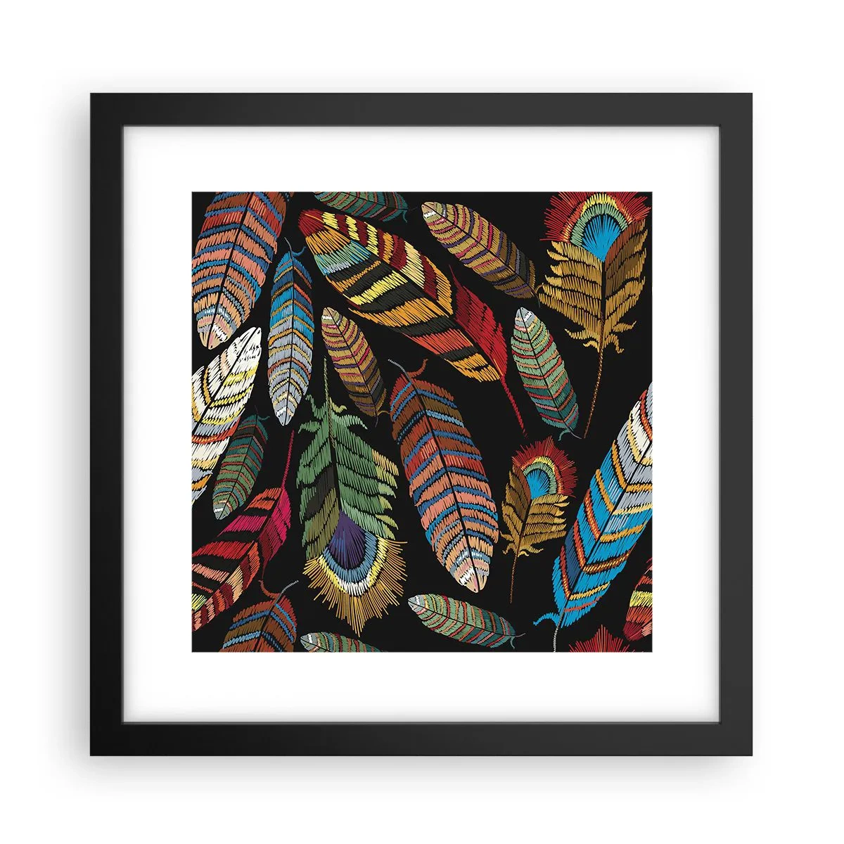 Póster en marco negro - Carnaval de las aves - 30x30 cm