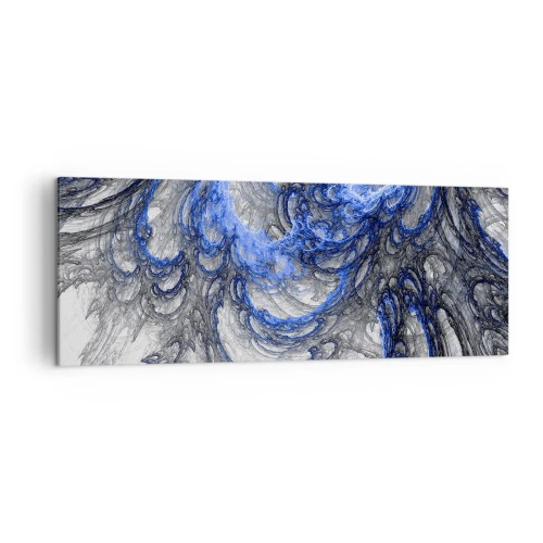 Cuadro sobre lienzo - Impresión de Imagen - Ondas abstractas en tonos azules y grises - 140x50cm - El nacimiento de una ola - Decoración de pared moderna para salón y dormitorio ARTTOR