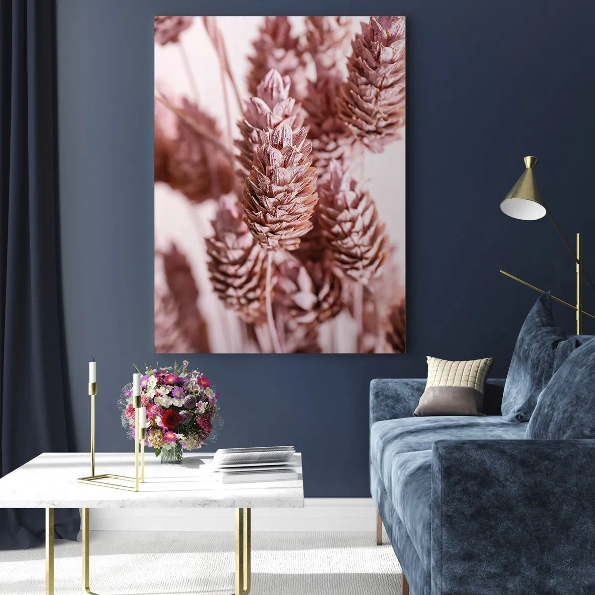 Cuadro sobre vidrio - Impresiones sobre Vidrio - Un primer plano de las delicadas espigas rosadas de las hierbas ornamentales. - 70x100cm - Aparentemente discreto - Decoración de pared moderna para salón y dormitorio ARTTOR