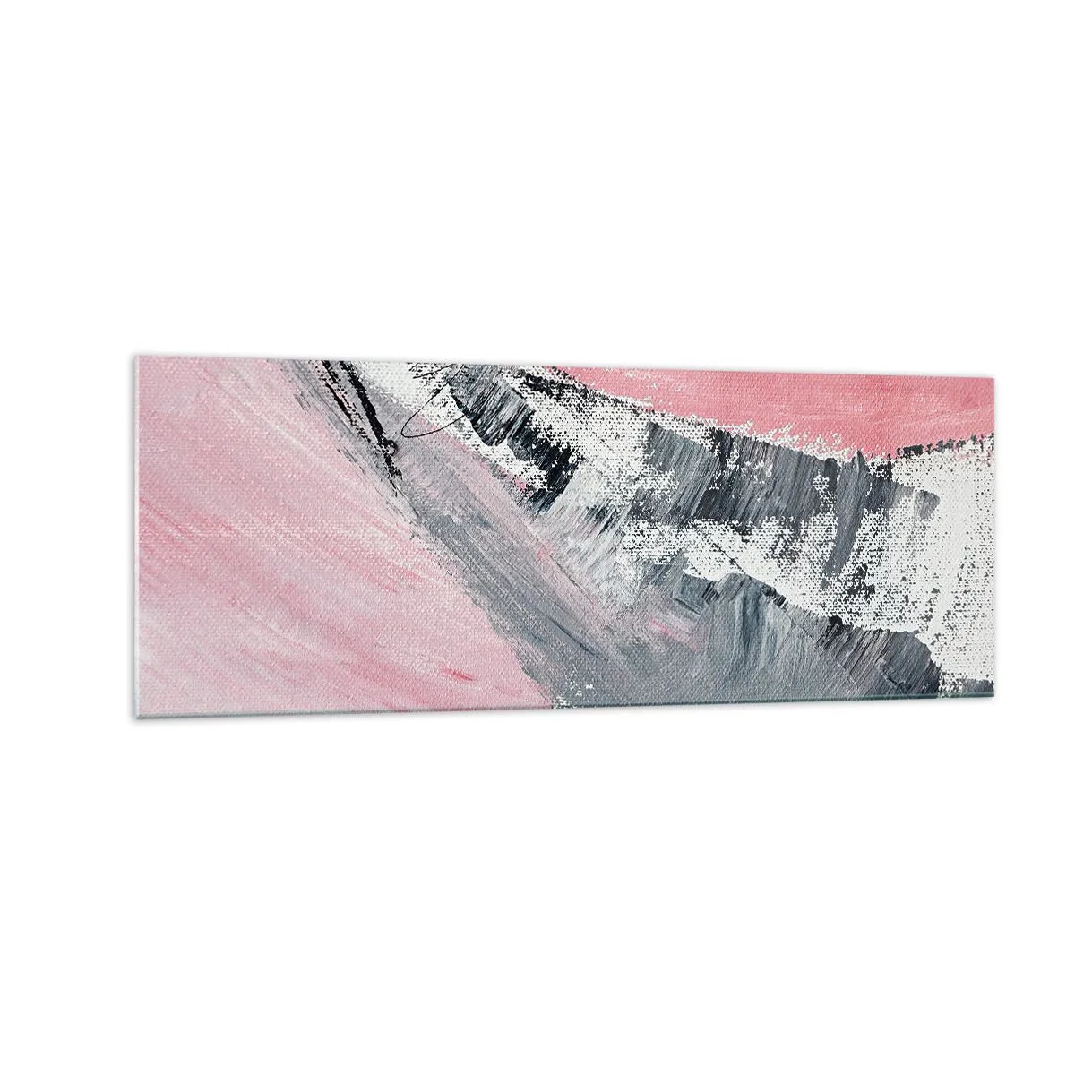 Cuadro sobre vidrio - Impresiones sobre Vidrio - Una composición abstracta en tonos rosa y gris. - 140x50cm - Composición a juego - Decoración de pared moderna para salón y dormitorio ARTTOR