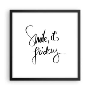 Póster en marco negro - La verdadera alegría - 40x40 cm