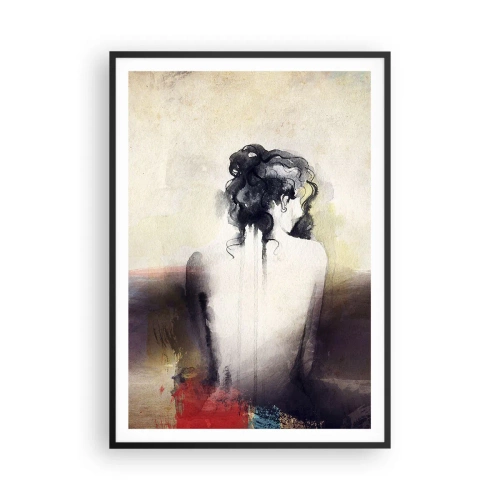 Póster en marco negro - Líneas suaves, formas ovaladas - 70x100 cm