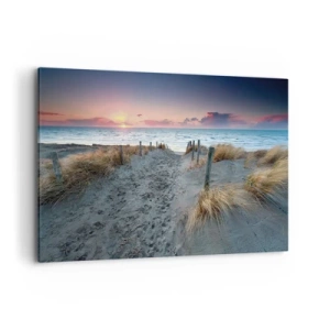 Cuadro sobre lienzo - Impresión de Imagen - Camino que conduce a la playa al atardecer - 120x80cm - Se derramó un arco iris de luminosidad.... - Decoración de pared moderna para salón y dormitorio ARTTOR