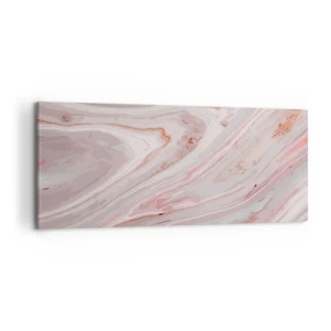 Cuadro sobre lienzo - Impresión de Imagen - Ondas abstractas en delicados tonos rosa y beige. - 120x50cm - Rosa líquido - Decoración de pared moderna para salón y dormitorio ARTTOR
